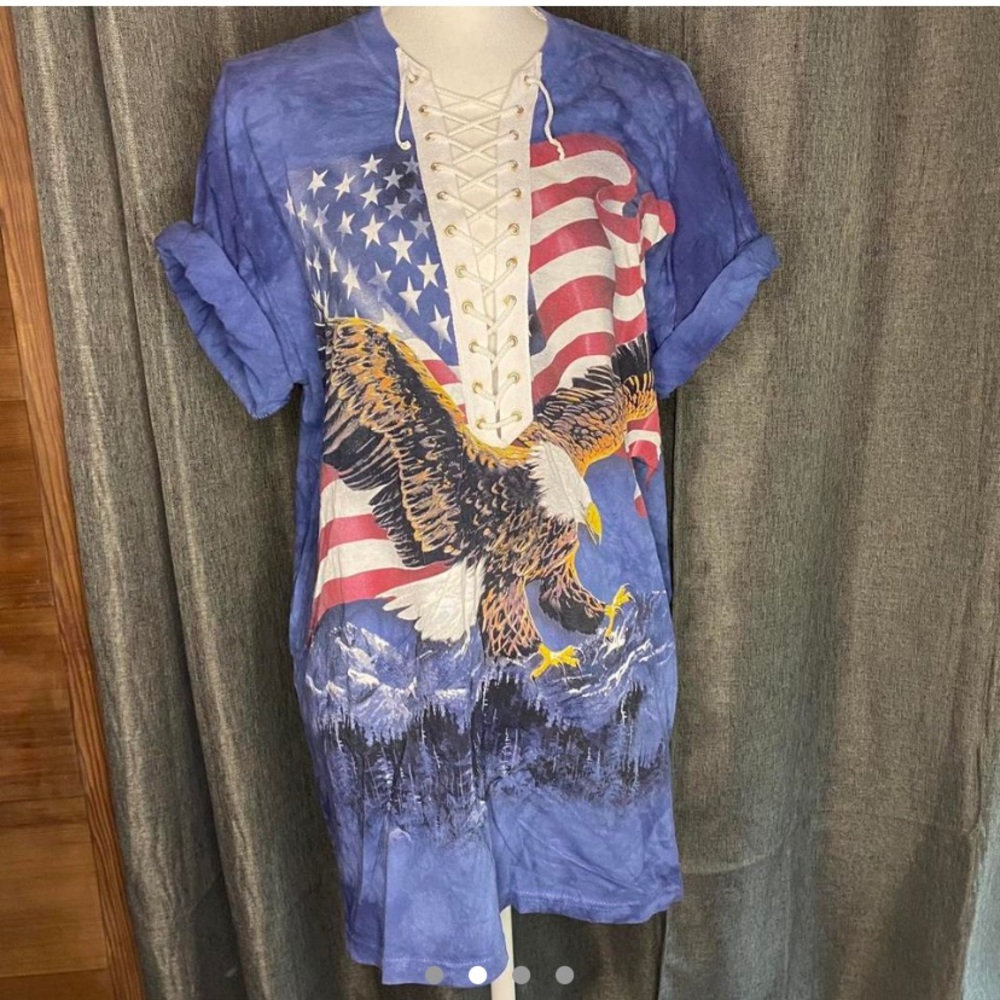 Vintage Reworked Lace Up America Tee 4th of July